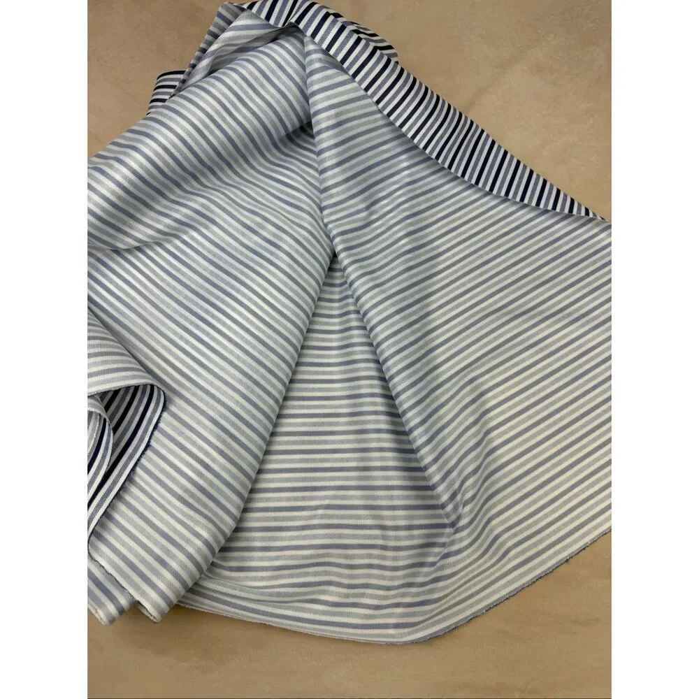 Vintage Blue Striped Fabric Pinstripe 60x72” Polyester Blend